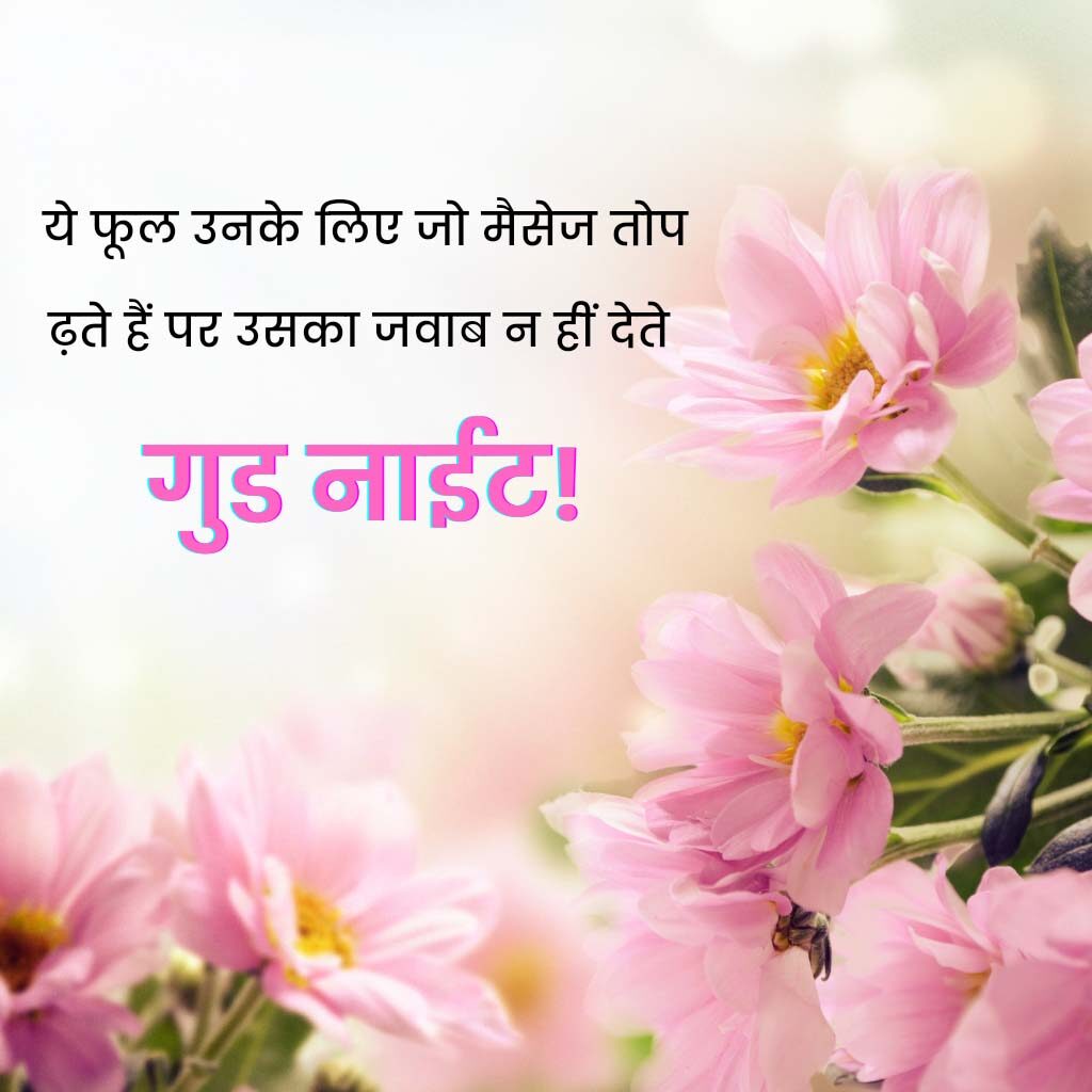 Beautiful Good Night Hindi Images With Flowers